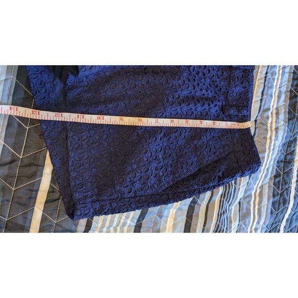 Garnet Hill Women’s Navy Blue Eyelet Cotton Summer Shorts Sz 2 - Picture 10 of 10